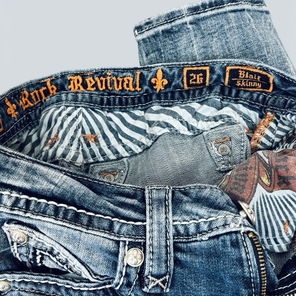 Rock Revival Blair Skinny Jeans 26 Heavy Stitch Flap Pocket 30 Inseam - Picture 5 of 15
